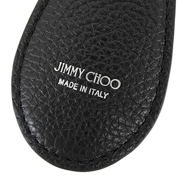JIMMY CHOO ブラックレザー キーホルダー マルチ スター チャーム |ブラック レザー・マルチ スター